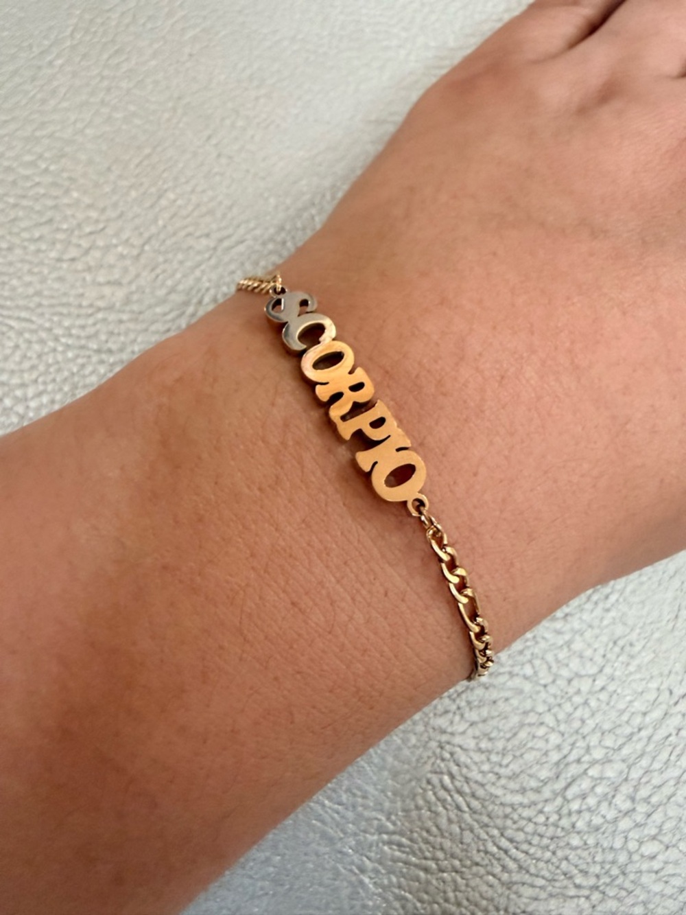 18 K Gold Plated Scorpio Zodiac Nameplate Bracelet